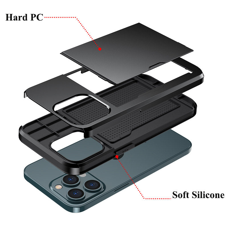 Armor Slide Card Slot Phone Case